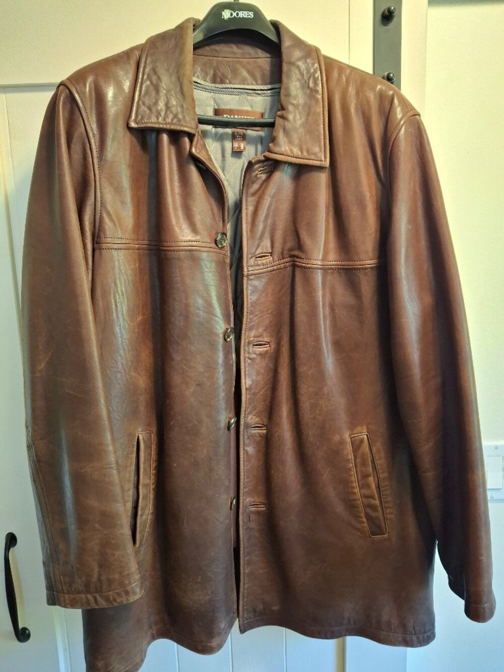 Danier Men's XLT Leather Coat, Chocolate Brown